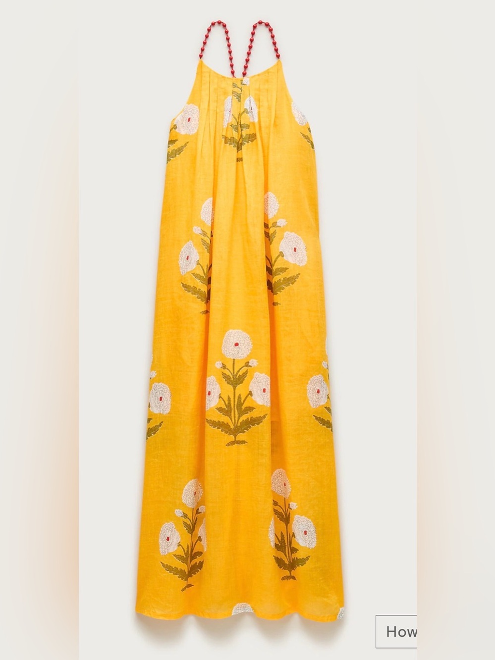 NWT J.Crew Tall beaded-strap dress in marigold block-print ramie.